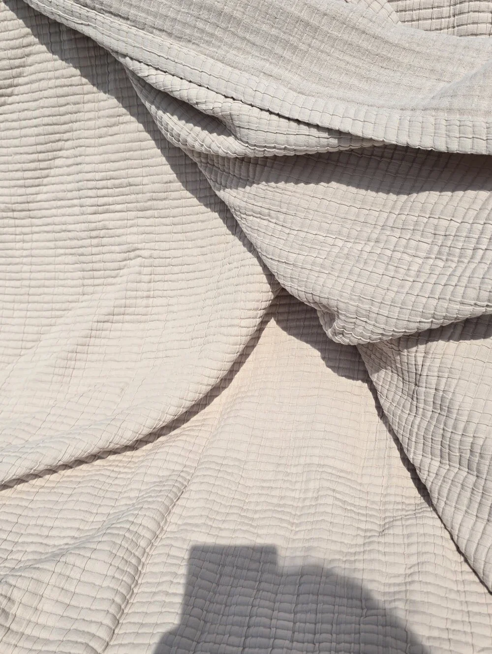 Quince King Ribbed Organic Cotton Coverlet Sham Set SAND DISCONTINUED COLOR